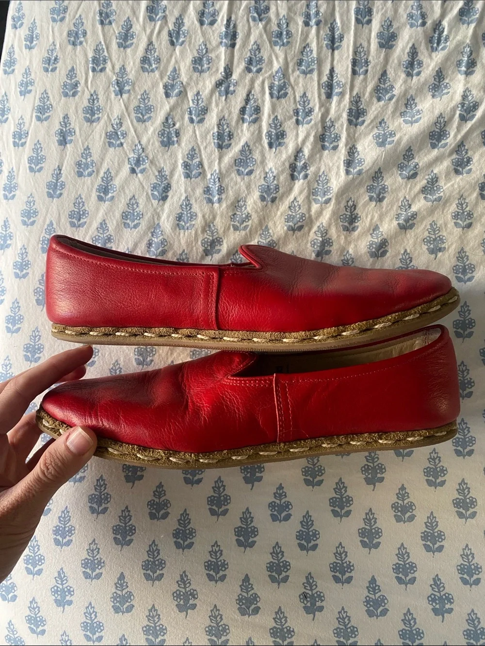 Sabah Felli Red Leather Slip-On Loafers W 41 9.5 - Picture 4 of 6